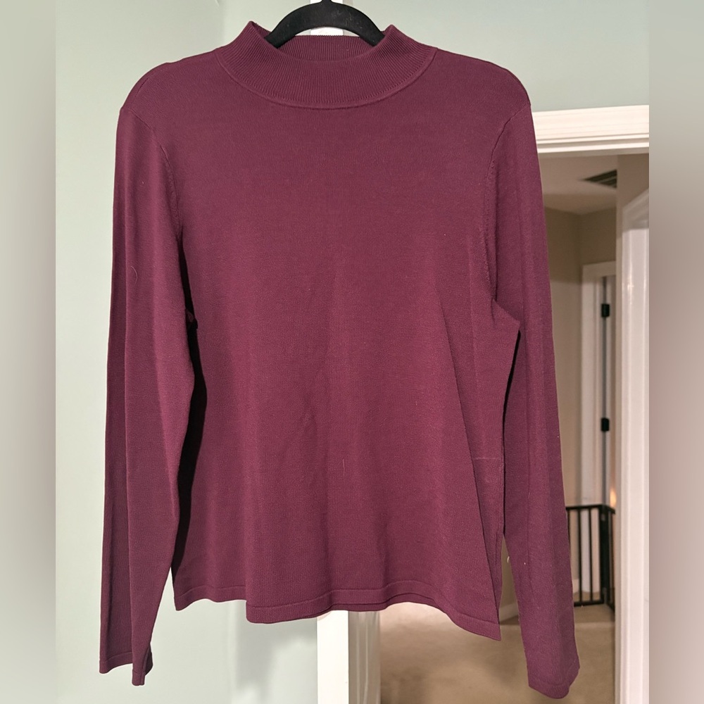 Pendleton Silk Blend Mock Neck Sweater Size Large in Burgundy - Picture 2 of 4